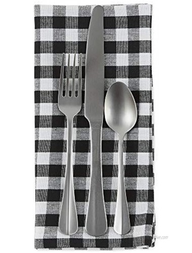 DII Gingham Check Table Top & Kitchen Collection Classic Design 100% Cotton Machine Washable for Family Dinners Special Occasions and Everyday Use Napkin Set Black White 4 Piece,5283