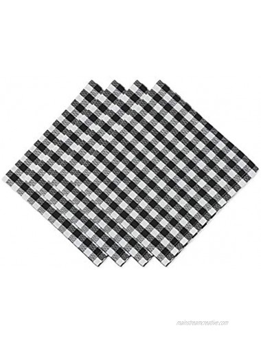 DII Gingham Check Table Top & Kitchen Collection Classic Design 100% Cotton Machine Washable for Family Dinners Special Occasions and Everyday Use Napkin Set Black White 4 Piece,5283