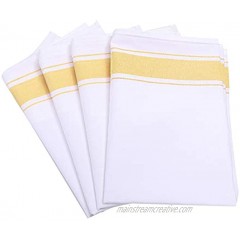 DZH Enjoy Broad Striped Cloth Napkins 4-Pack Dinner Napkin Cocktail Napkins Wedding Dinner Napkins Machine Washable Oversized Stain Resistant Table Napkins（20x20 inch Yellow）