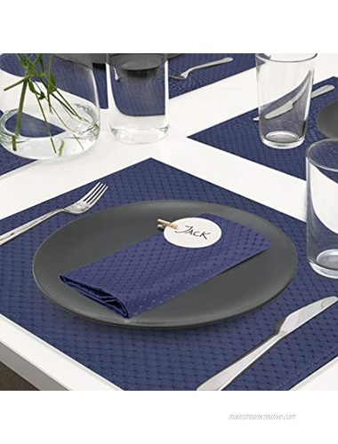 Ebecede Navy Blue Waffle Polyester Checkered Cloth Napkins Set of 6 Pieces 17x17 inch Napkins Hemmed Edges Washable Dinner Napkins Stain Resistant Table Napkins