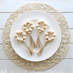 Elehere Beaded Napkin Rings Set of 12 Tassel Napkin Holder Boho Table Decor Gift Eco-Friendly Jute Twine Handmade