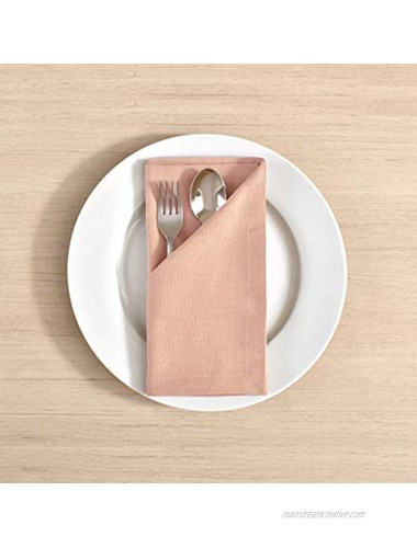 FINGERCRAFT Cloth Napkins Dinner Washable in Cotton Linen Fabric,Blush 12 Pack,Premium Quality Mitered Corners for Every Day Use Napkins are Pre Shrunk and Good Absorbency Dusty Pink