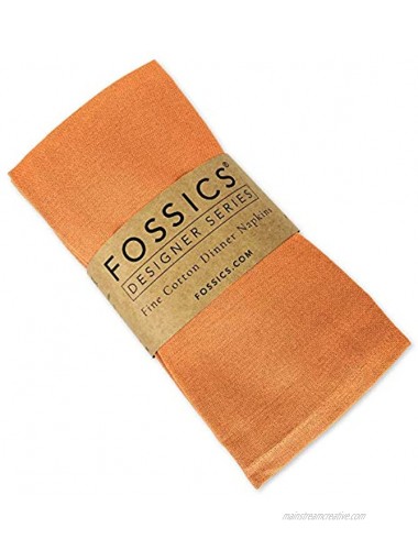 FOSSICS Designer Cloth Napkins One Dozen Oversized 20 x 20 inches | Woven from 100% Responsibly-Farmed Natural Cotton for Dinner Events Weddings | Apricot