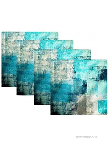 GALMAXS7 Teal Cloth Napkin Set of 4 Turquoise and Grey Abstract Art Dinner Reusable Napkins Cloth Soft Table Cloth Napkins Washable 18x18 Inch for Wedding Party