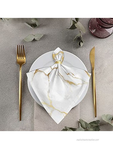 Kitchen Cloth Napkins Set of 6 Golden Marble Dinner Napkins 20 X 20 Inch Soft and Comfortable Reusable Table Napkins for Family Dinners Weddings Holiday Party