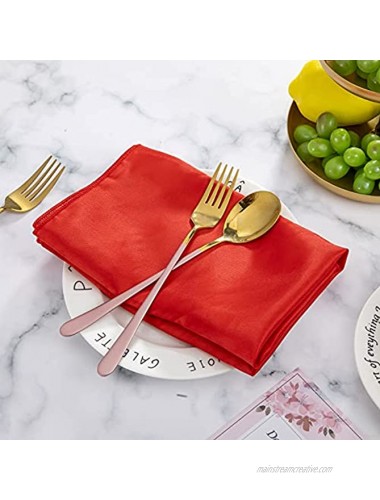 Mixweer 20 Pieces 18 x 18 Inches Satin Napkins Washable Table Napkins Durable Reusable Napkins Soft Banquet Napkins for Parties Wedding Thanksgiving Valentine's Day Christmas Baby Shower Red