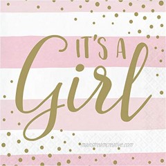Pink and Gold Celebration It's a Girl Napkins 16 ct