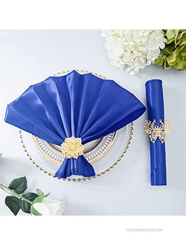 Poise3EHome Set of 24 Royal Blue Satin Cloth Napkins Reusable for Wedding Dinner Banquet Party Decorations 18x18 Inches