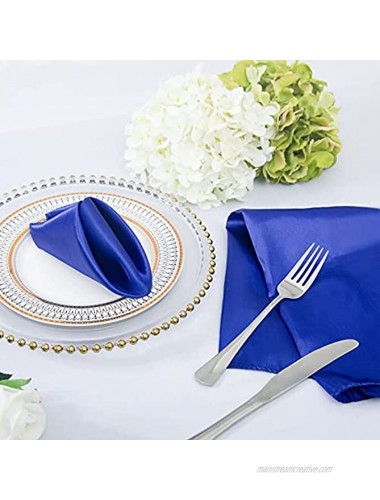 Poise3EHome Set of 24 Royal Blue Satin Cloth Napkins Reusable for Wedding Dinner Banquet Party Decorations 18x18 Inches