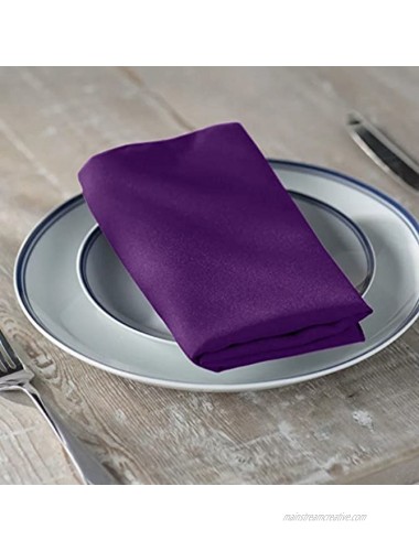 Remedios Purple Polyester Cloth Napkins 17 x 17 Inch Soft Washable Dinner Napkins Set of 12 Pieces Hemmed Edges Table Napkins for Wedding Party Restaurant