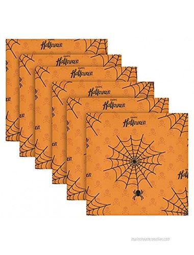 senya Halloween Cloth Napkins Set of 6 20 Inch Spider Web Halloween Square Premium Polyester Table Linen for Halloween Dinner Parties
