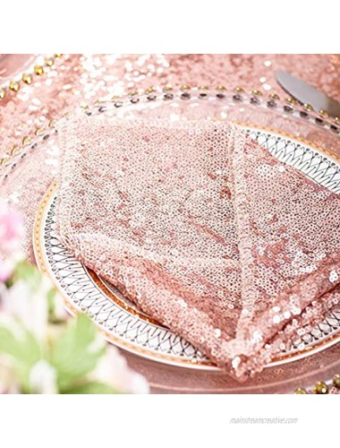 Set of 12 Rose Gold Sequin Napkins 30cm x 30cm Dinner Cloth Napkins Glitter Table Napkins for Wedding Party Reception Events Kitchen Home Thanksgiving and Christmas Decoration