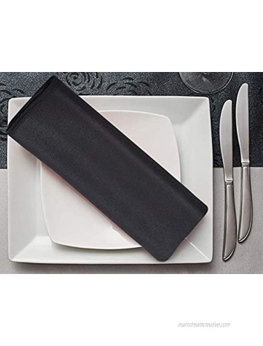 Surmente 20-Inch Polyester Cloth Napkins Linen Dinner Napkins Set of 12 for Weddings Banquets or Restaurants 1-Dozen Black