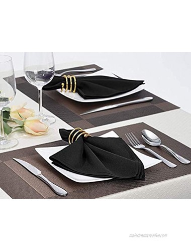 Surmente 20-Inch Polyester Cloth Napkins Linen Dinner Napkins Set of 12 for Weddings Banquets or Restaurants 1-Dozen Black