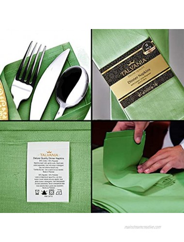 Talvania Cloth Dinner Napkins 12 Pack Luxuriously Soft & Hotel Quality Cotton Napkins Brilliant Fabric Napkins 18” X 18” Perfect for Events Hotel & Home Use Olive Green