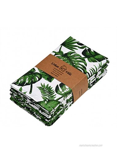 Urban Villa,Tropical Print,Premium Quality,Dinner Napkins 100% Cotton Set of 12 Size 20X20 Inch Multi Colors Over Sized Cloth Napkins with Mitered Corners Ultra Soft Durable Hotel Quality