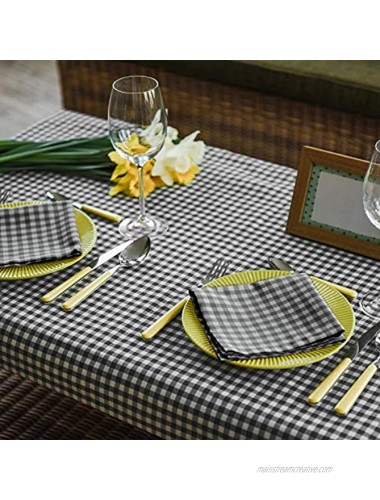 VEEYOO Cloth Napkins 20x20 inch White & Black Buffalo Plaid Napkins Washable Polyester Dinner Napkins 12 Napkins with Hemmed Edges Checkered Napkins for Picnic,Party Home Dinner