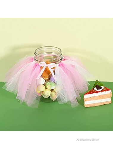 12 Pieces Mini Tutu Table Skirt Wine Bottle Cover Tutu Skirt Pink Tulle Tutu Table Skirt Decor Pink and White Tutu Garland Tulle Table Centerpieces for Wedding Baby Shower Cake Dessert Birthday Party