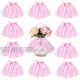 12 Pieces Mini Tutu Table Skirt Wine Bottle Cover Tutu Skirt Pink Tulle Tutu Table Skirt Decor Pink and White Tutu Garland Tulle Table Centerpieces for Wedding Baby Shower Cake Dessert Birthday Party