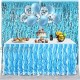 6 Feet Blue Tulle Tutu Table Skirt 2 Pieces Metallic Tinsel Foil Fringe Curtains 10 Pieces Blue Confetti Latex Balloons for Baby Shower Gender Reveal Sea Themed Wedding Birthday Party Decoration