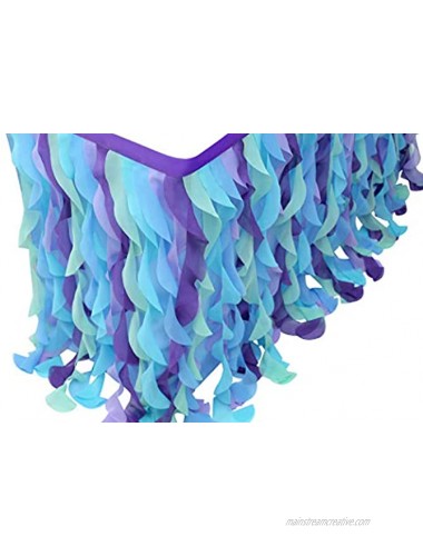 6ft Mermaid Curly Willow Table Skirt Tulle Table Skirt for Rectangle Table or Round Table,Tutu Table Skirt for Baby Shower,Wedding,Birthday Party Decoration L 6ft H 30in