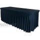 6ft Spandex Fitted Table Skirts for Standard Rectangular Folding Tables Stretchable Tablecloth One Piece 6 Foot Table Cover Wrinkle Resistant Ruffles Design for Weddings Party Events Black