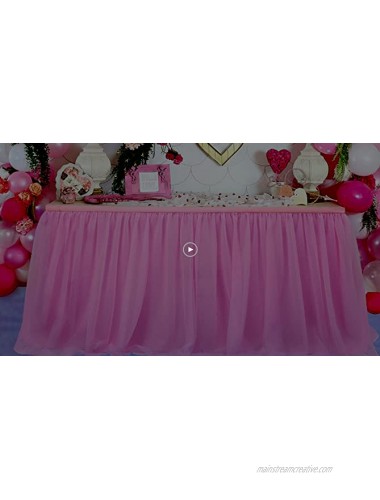 6ft White Tulle Table Skirt for Rectangle or Round Table Tutu Table Skirt Table Cloth For Wedding Birthday Party Christening Home Table Decoration L6ft H 30in White