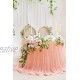 Chiffon Table Skirt 6Ft Party Pleated Table skirting with Double Layer Light Peach Chiffon for Wedding Baby Shower Birthdays Cake Table Decoration
