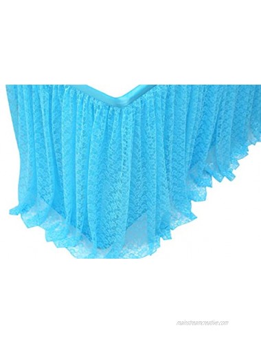Cidyrer 6ft Blue Tulle Lace Table Skirt Cloth for Rectangle Table or Round Table for Birthday Wedding Party Decoration Supplies