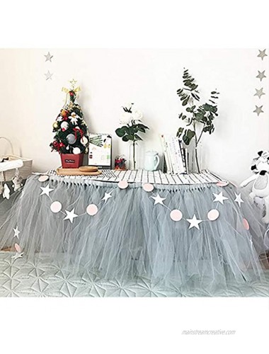 COUTUDI 3ft Tutu Table Skirt Tulle Tablecloth Gauze Romantic Net Yarn for Wedding Party Baby Shower Lace Birthday Party Decoration Bar Valentine's Day Christmas 31 x 36 inch Grey