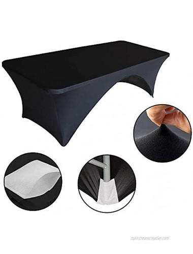 Eurmax Spandex Table Cover 6 ft. Fitted 30+ Colors Polyester Tablecloth Stretch Spandex Table Cover-Table Toppers,6 FT Table Cover Open Back（6Ft,Black）