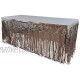 Funeez Set Of Metallic Foil Fringe Table Skirt 30" x 144" With Plastic Table cover 54" x 108" silver