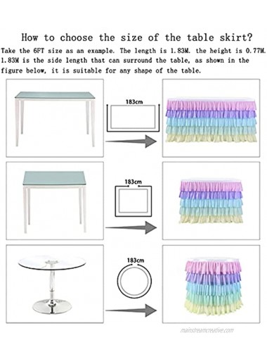 gzqirun 6ft Table Skirt 5 Layer Tulle Tablecoloth for Rectangle and Round Table Baby Shower Birthday Wedding Party Decoration