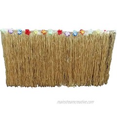he andi Straw Color Hawaiian Luau Silk Faux Flowers Table Hula Grass Skirt for Party Decoration Events Birthdays Celebration（Wide 2.5 ft x Long 9 ft ）
