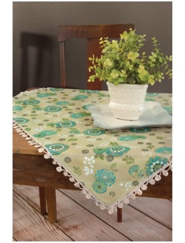 Heritage Lace Zinnia Table Topper 36 by 36-Inch Green