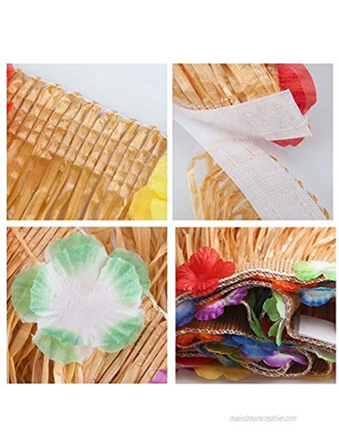 Jackcell Luau Grass Table Skirt 9ft for Hawaiian Party Moana Theme Tropical Birthday Party Babyshower Decorations Supplies,Drop artificial Table Skirt with 12 pcs Tropical Palm Leaves Grass Yellow