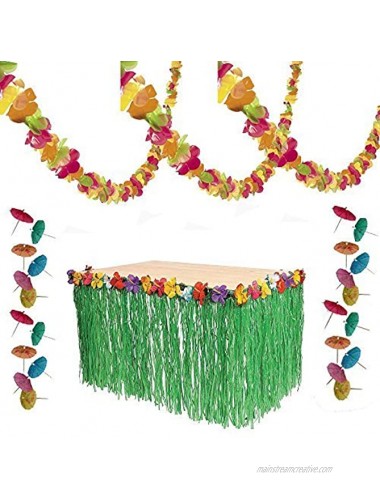 Luau Party Decorations Lei Garland Grass Table Skirt 144 Paper Cocktail Umbrellas