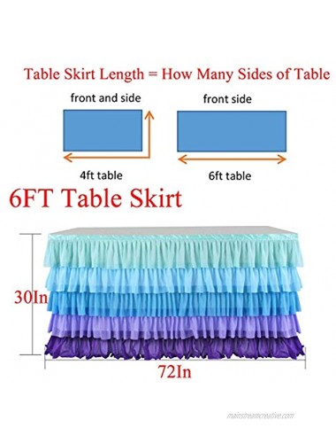 Mermaid Tablecloth Tutu Table Skirt Little Mermaid Table Cover for Rectangle Tables 6ft Baby Shower Gender Reveal Mermaid Birthday Party Decoration