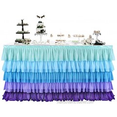 Odowalker Tulle Table Skirt Tutu Table Clothing Rectangle and Round Table Unicorn Table Skirt for Stage Performance Baby Shower Wedding Birthday Party Home Decoration 14FT bluepurple 168×30 inch
