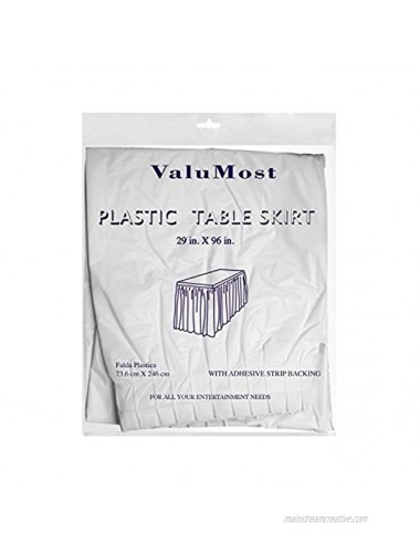 Party Essentials Plastic Table Skirt 96 Length x 29 Width White Case of 6