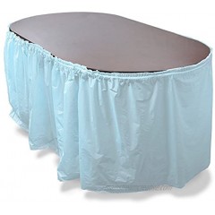 Pudgy Pedro's 14' Reusable Plastic Table Skirt Extends to Over 20' Party Supplies Light Blue