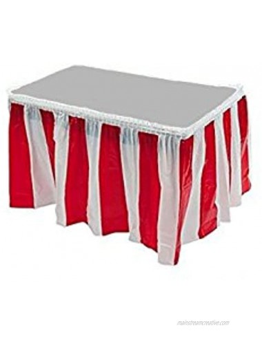 Red & White Striped Table Skirt Carnival Circus Decorations 1