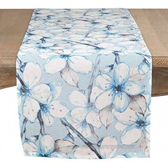 SARO LIFESTYLE Lilywood Collection Table-Toppers 15" x 72" Aqua