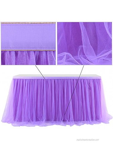 Table Skirt Baby Shower Tulle Curly Willow Table Skirting Rectangle Tutu Table Decoration Table Cloth for Birthday Party,Gender Reveal Wedding Size 9ft