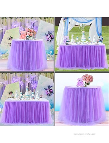Table Skirt Baby Shower Tulle Curly Willow Table Skirting Rectangle Tutu Table Decoration Table Cloth for Birthday Party,Gender Reveal Wedding