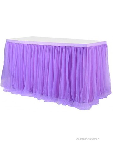 Table Skirt Baby Shower Tulle Curly Willow Table Skirting Rectangle Tutu Table Decoration Table Cloth for Birthday Party,Gender Reveal Wedding Size 14ft