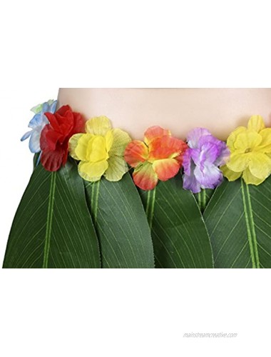 Ti Leaf Hula Skirt Hawaiian Leaf Skirt Green Grass Skirt with Artificial Hibiscus Flowers for Beach,Luau Party Supplies