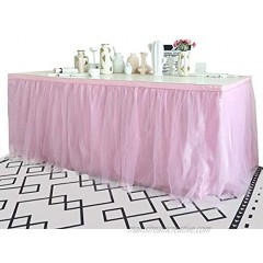 Tulle Tutu Table Skirt Home Decoration Skirts Table Fluffy Cloth Skirting Rectangle or Round for Baby Shower Wedding Birthday Pink 9ft