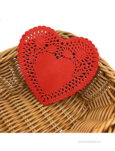 100 Pcs Mini Valentine Heart Doilies 4 Inch Paper Lace Doilies with 3 Colors Red Pink White Valentine Heart Doilies Valentine Craft Gift Set for Wedding Party Decoration Ornaments