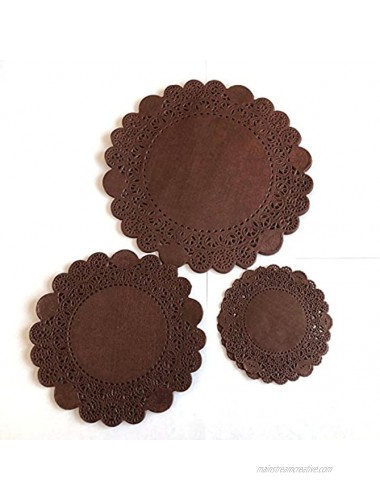 150Pcs Brown Glassine Paper Doilies Round Assorted Size 4 6 8